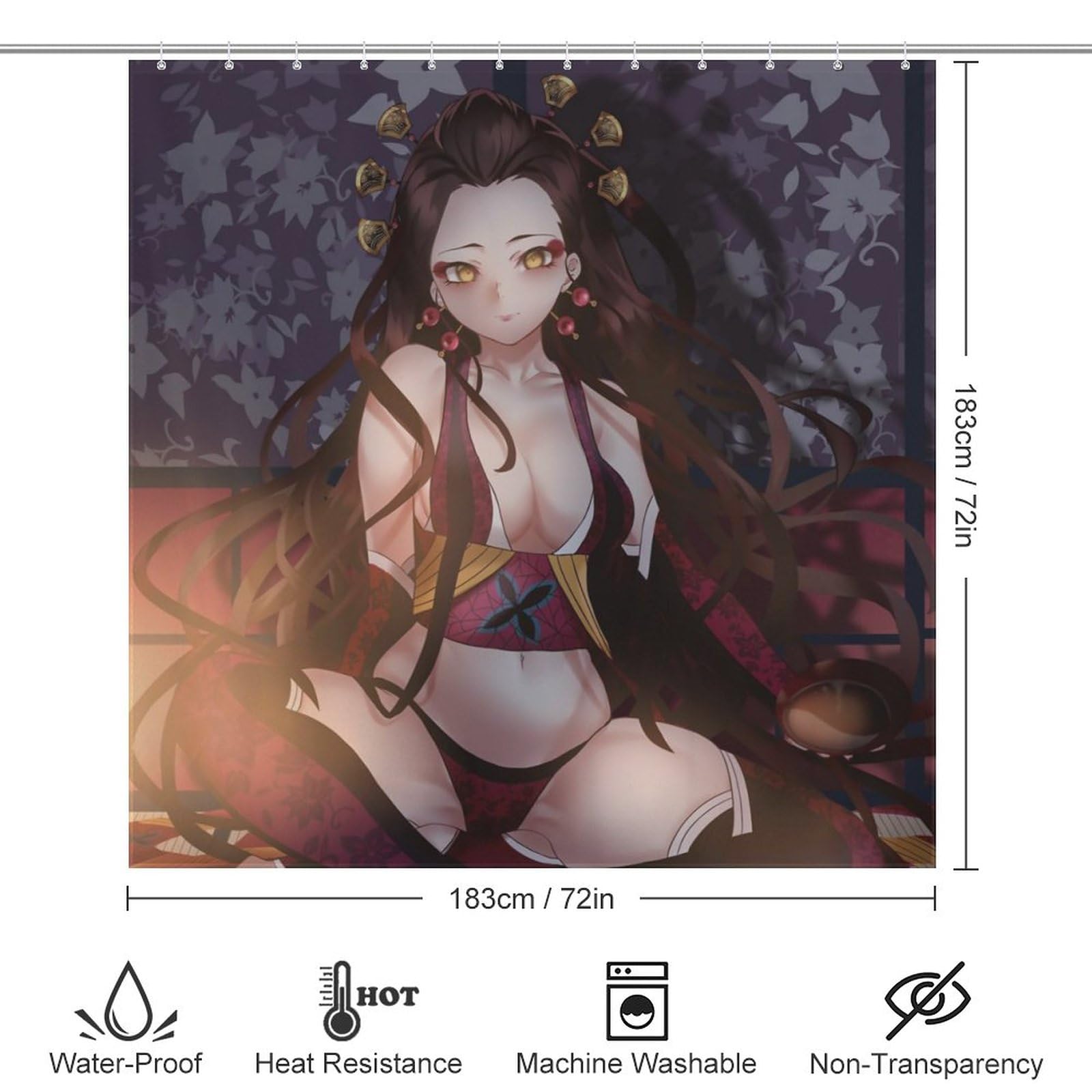 Amazon.co.jp: シャワーカーテン セクシーアニメの女の子 花魁 アニメ